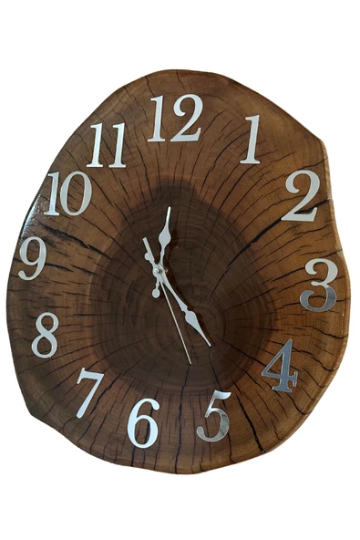El Yapımı Ceviz Dilimi Duvar Saati, Rustik Ağaç Duvar Saati, Doğal Ahşap Dekor, Benzersiz Kütük Saat - Resim 7