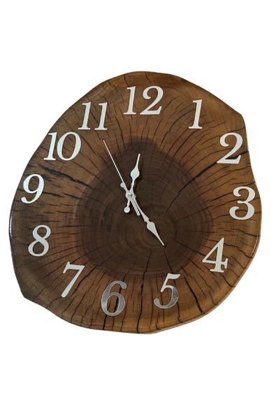 El Yapımı Ceviz Dilimi Duvar Saati, Rustik Ağaç Duvar Saati, Doğal Ahşap Dekor, Benzersiz Kütük Saat - Resim 8