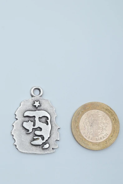 Che Guevara Kolye Gümüş Kaplama Düz Zincir Kolye - 4