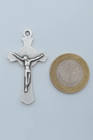 Hz. İsa Haç Gümüş Kaplama Kolye Ucu - 3