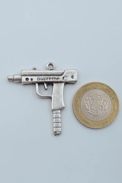 Uzi Gümüş Kaplama Kolye Ucu - 3
