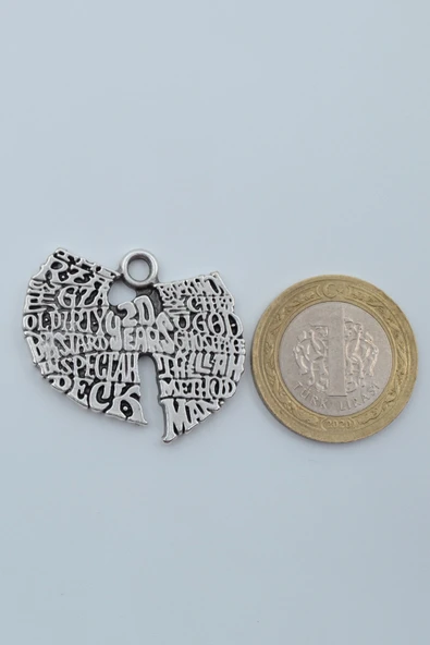 Wu Tang 20 Year  Gümüş Kaplama Kolye Ucu - 3