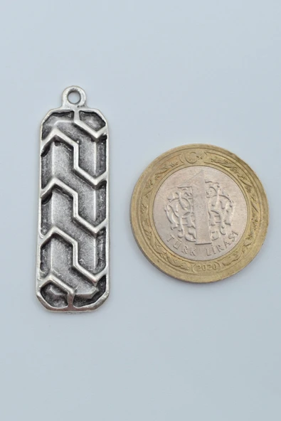 Çubuk Bar Gümüş Kaplama Örme Zincir Kolye - Resim 4