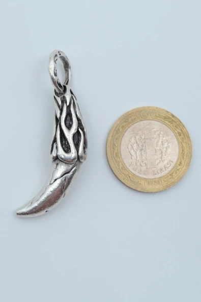 Kurt Dişi Gümüş Kaplama Düz Zincir Kolye - 4