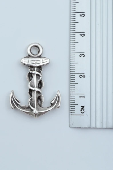 Çapa Gümüş Kaplama Örme Zincir Kolye - Resim 3