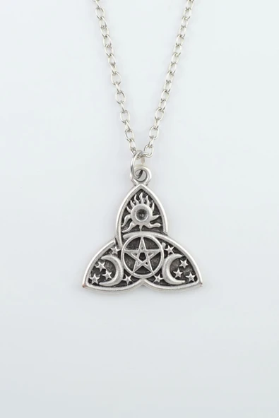 Triquetra Gümüş Kaplama Düz Zincir Kolye ürün görseli