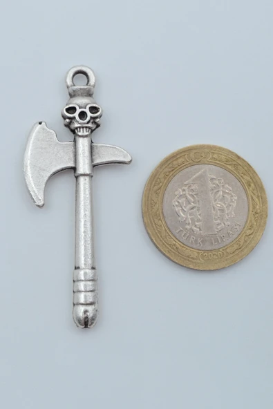 Kuru Kafa Balta Gümüş Kaplama Örme Zincir Kolye - Resim 4