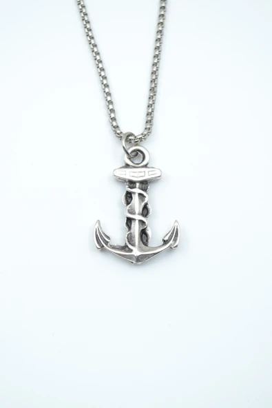 Çapa Gümüş Kaplama Örme Zincir Kolye ürün görseli