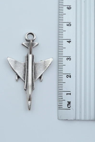 F4 Phantom Uçak Gümüş Kaplama Örme Zincir Kolye - Resim 4