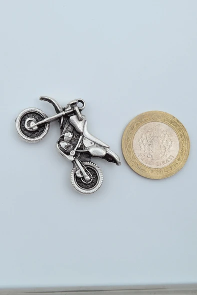 Cross Motor Gümüş Kaplama Düz Zincir Kolye - Resim 4