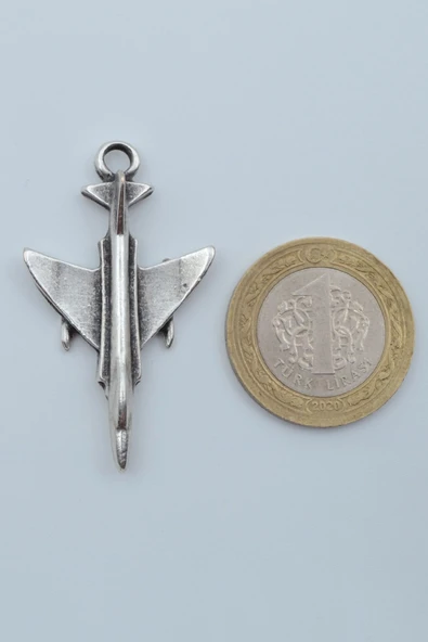 F4 Phantom Uçak Gümüş Kaplama Örme Zincir Kolye - Resim 5