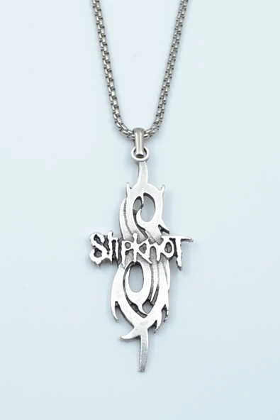 Slipknot Gümüş Kaplama Örme Zincir Kolye