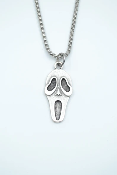 Scream - Çığlık Gümüş Kaplama Örme Zincir Kolye