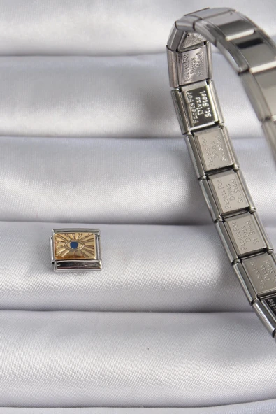 HEYF 316L Çelik Gümüş Renk Altın Göz İşlemeli Nomination Charm - Resim 2