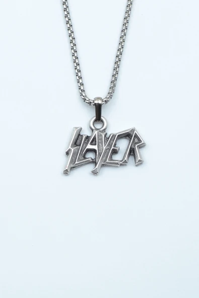 Slayer Gümüş Kaplama Örme Zincir Kolye