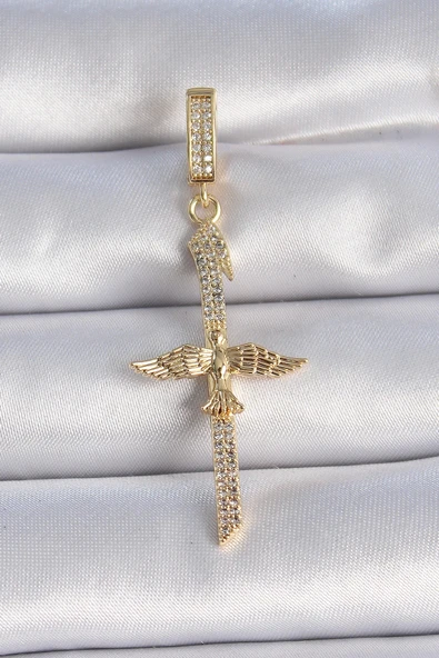 HEYF Pirinç Gold Renk Zirkon Taş Detaylı Elif Model Anka Kuşu Figür Ajda Charm ürün görseli 1