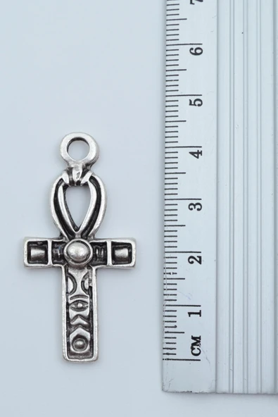 Ankh Anahtarı - Nil'in Anahtarı Gümüş Kaplama Düz Zincir Kolye - 3