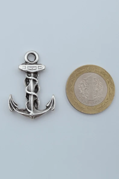 Çapa Gümüş Kaplama Örme Zincir Kolye - Resim 4