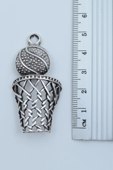 2'li Kulaklık - Basket Topu - File - Pota Gümüş Kaplama Kolye Seti - Resim 4