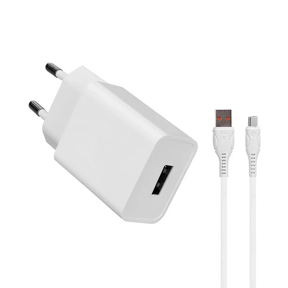 4G Güneş Enerjili, Bataryalı Kamera Şarj Aleti USB Adaptör ve 1 metre Type-C Kablo 220/5V 2A