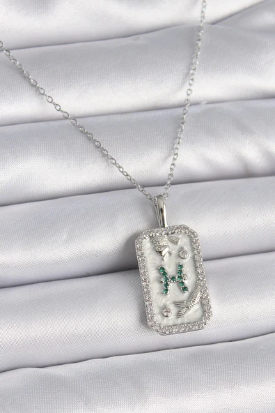 HEYF 316L Çelik Gümüş Renk Zincir Balık Burcu Zirkon Taşlı Kadın Kolye ürün görseli 1