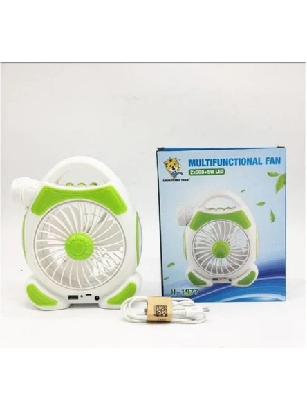 Çok Fonksiyonlu USB Şarjlı Fener + Fan