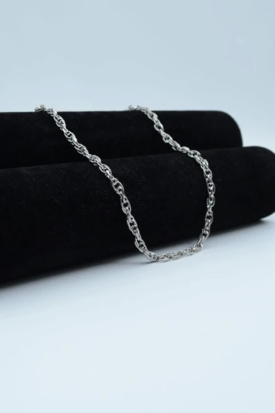 Karışık Geçme Zincir Kolye - Silver Renk - Resim 2