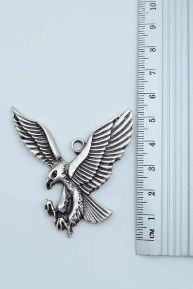 3'lü Kartal Büyük Kanat Gümüş Kaplama Kolye Seti  - - Resim 4