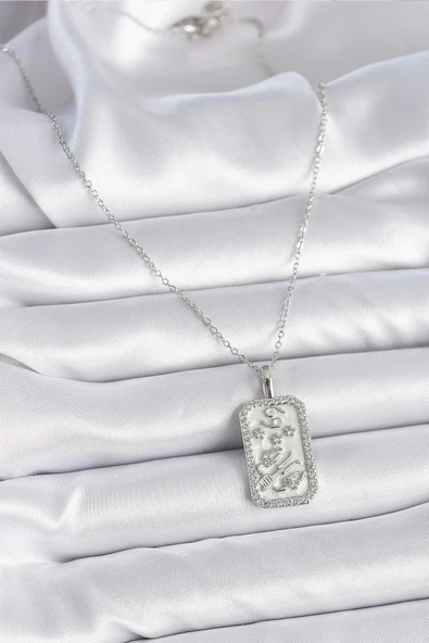 HEYF 316L Çelik Gümüş Renk Zincir Yengeç Burcu Zirkon Taşlı Kadın Kolye - Resim 2