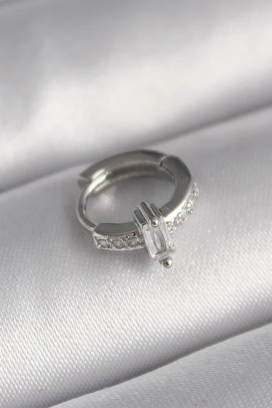 HEYF 316L Çelik Gümüş Renk Zirkon Taşlı Tragus Piercing