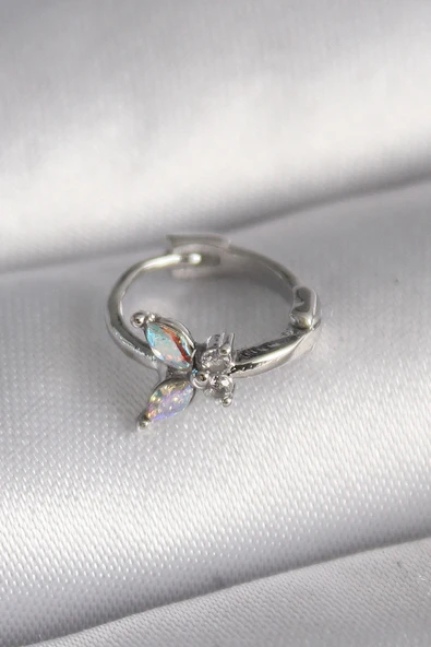 HEYF 316L Çelik Gümüş Renk Zirkon Taşlı Kelebek Model Tragus Piercing