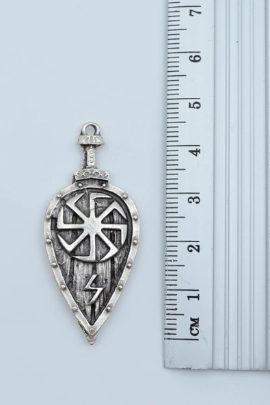 3'lü Viking Pusula Viking Kalkan Tılsım Gümüş Kaplama Kolye Seti - Resim 4