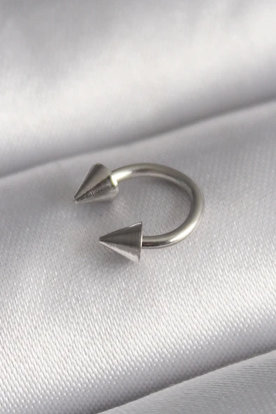 HEYF 316L Çelik Gümüş Renk Halka Çivi Model Kadın Piercing