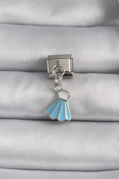HEYF 316L Çelik Gümüş Renk Mavi Renk Sallantı Elbise Model Nomination Charm