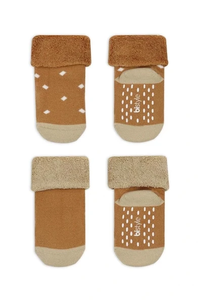 Nessiworld Bistyle Puanlı Kaymaz Havlu Soket Çorap 2'Li BS10502 Hardal