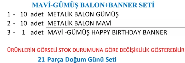 MAVİ-GÜMÜŞ BALON+BANNER SETİ - 3