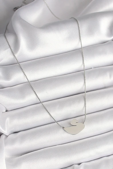 HEYF 316L Çelik Gümüş Renk Zincir Kuğu Model Kadın Kolye - Resim 2