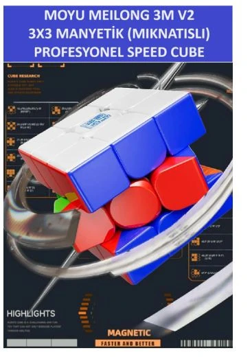 MOYU 3M V2 3x3 MIKNATISLI Stickersız Manyetik Zeka Küpü - Profesyonel Speed Cube - Sabır Küpü - - 6