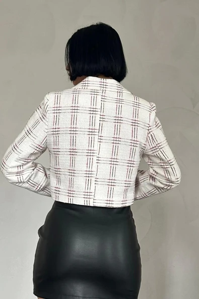 Desenli Crop Ceket - 3