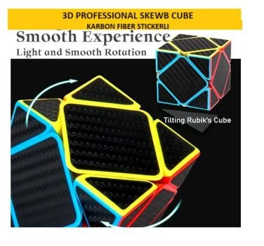 3x3 SKEWB KARBON FIBER  STICKERLI PROFESYONEL SPEED CUBE -RUBİK 3X3 ZEKA SABIR KÜPÜ - - 2