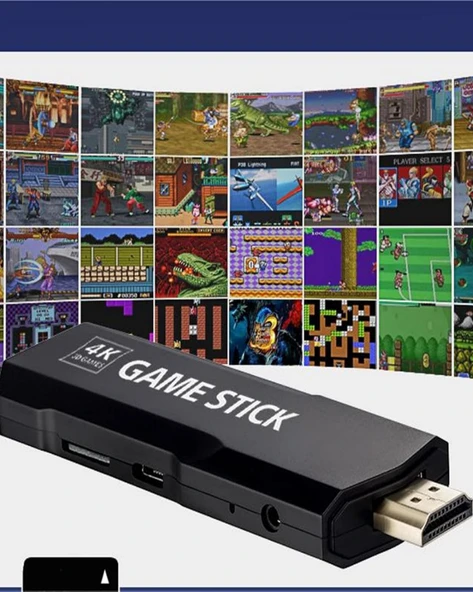 8K TV Stick 64 GB Retro Oyun Konsolu 20.000 Oyun, Çift Kollu, HDMI Atari TV Box - 2
