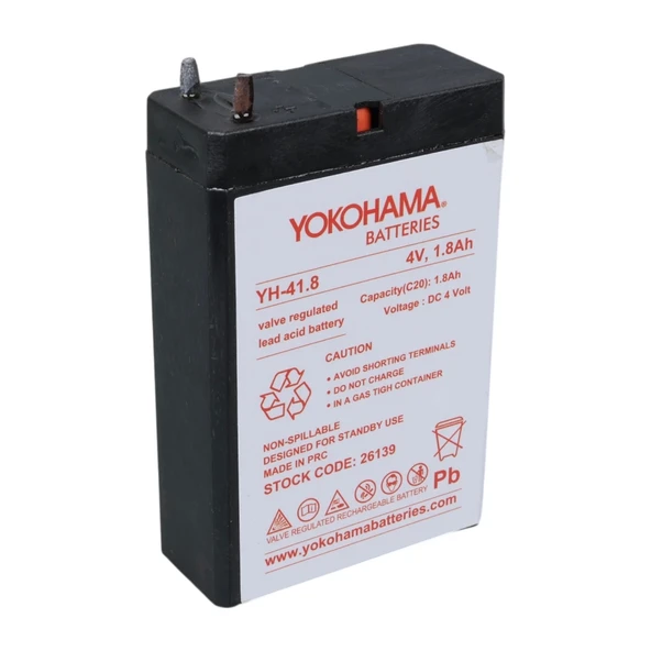 YOKOHAMA YH-41.8 4 VOLT - 1.8 AMPER KURU AKÜ (50 X 76 X 22 MM) (4172)