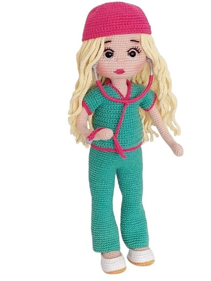 Hemşire Barby Bebek Amigurumi Organik Oyuncak - 2