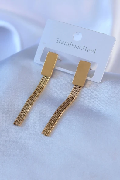 HEYF 316L Çelik Gold Renk Sallantı Model Kadın Küpe ürün görseli