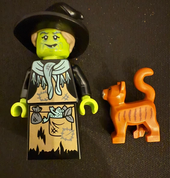 Orjinal Lego Minifigür Witch with Cat