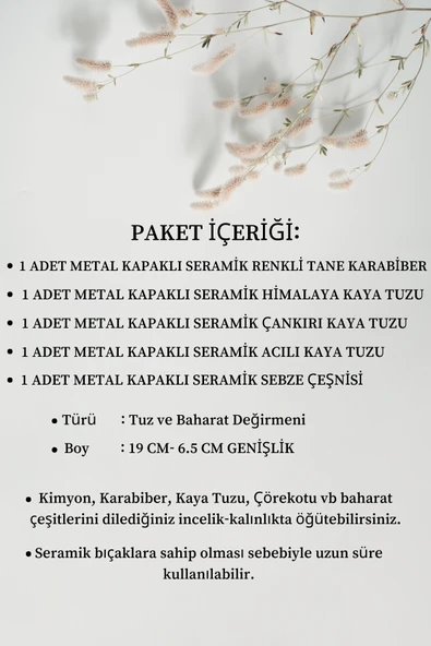 5 Metal Kapaklı Tuz ve Baharat Değirmen Öğütücüsü - 2