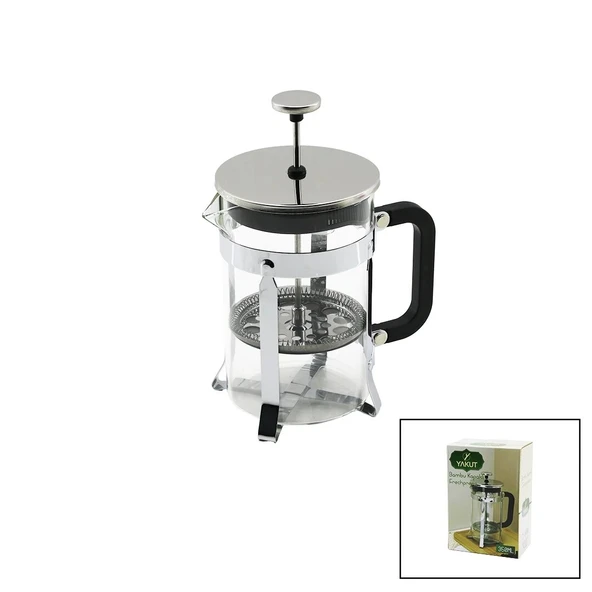 FRECHPRESS  350ML   CAM  BİTKİ SÜZGEÇİ METAL KAFES - PLASTİK SAPLI METAL KAPLAMALI PLS.KAPAK (4172)