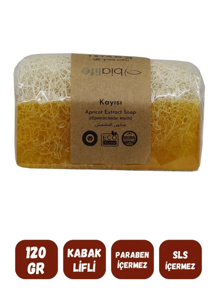 Doğal Kabak Lifli KAYISI Özlü Doğal Sabun (120 Gr) - Bialife - 3