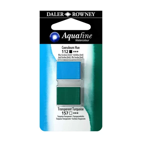 Daler Rowney Aquafine Sulu Boya Tablet 2 li Coeruleum Blue (Hue) / Transparent Turquoıse ürün görseli 1