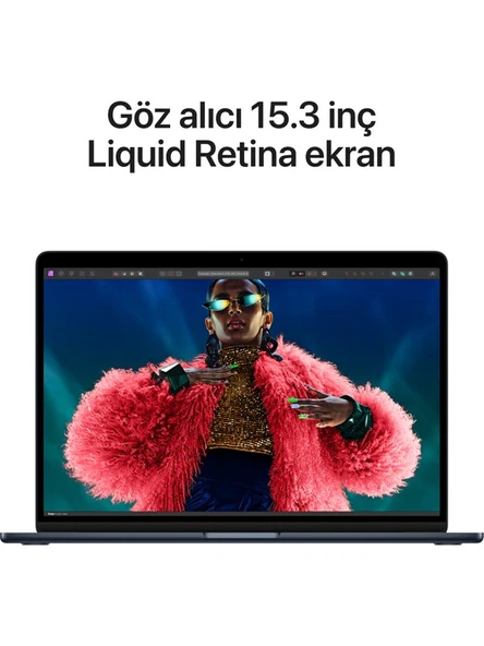 MacBook Air M3 Çip 8GB 256GB SSD macOS 15" Taşınabilir Bilgisayar Gece Yarısı MRYU3TU/A - 5